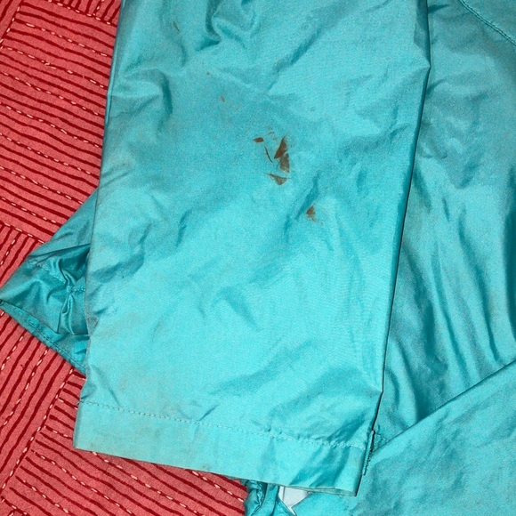 Columbia women’s medium  Turquoise windbreaker / light Raincoat - has STAINS - Picture 8 of 16